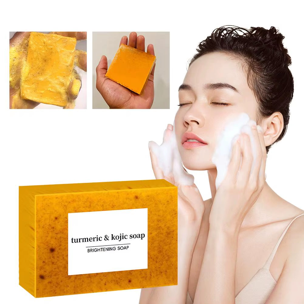 Revitalize Your Skin with 100G Turmeric Handmade Soap - Brightening Lemon Kojic Acid Shower & Facial Soap for Deep Cleansing and Flawless Skin Care