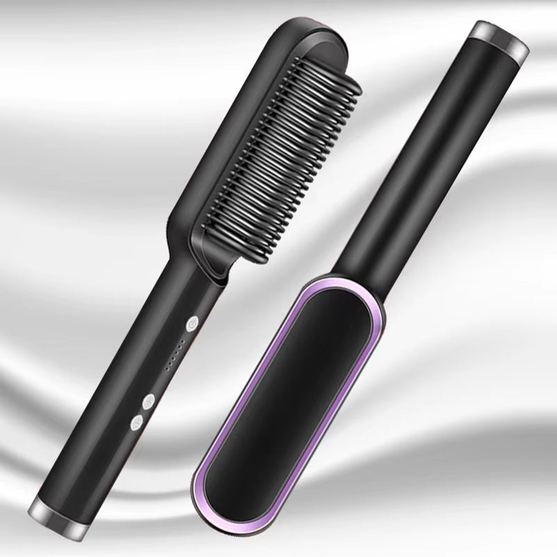 Hair Straightener Ceramic Hot Comb 2 in 1 Electric Straighten Hair Brush Negative Ion Fast Heating Styling Tool ﻿