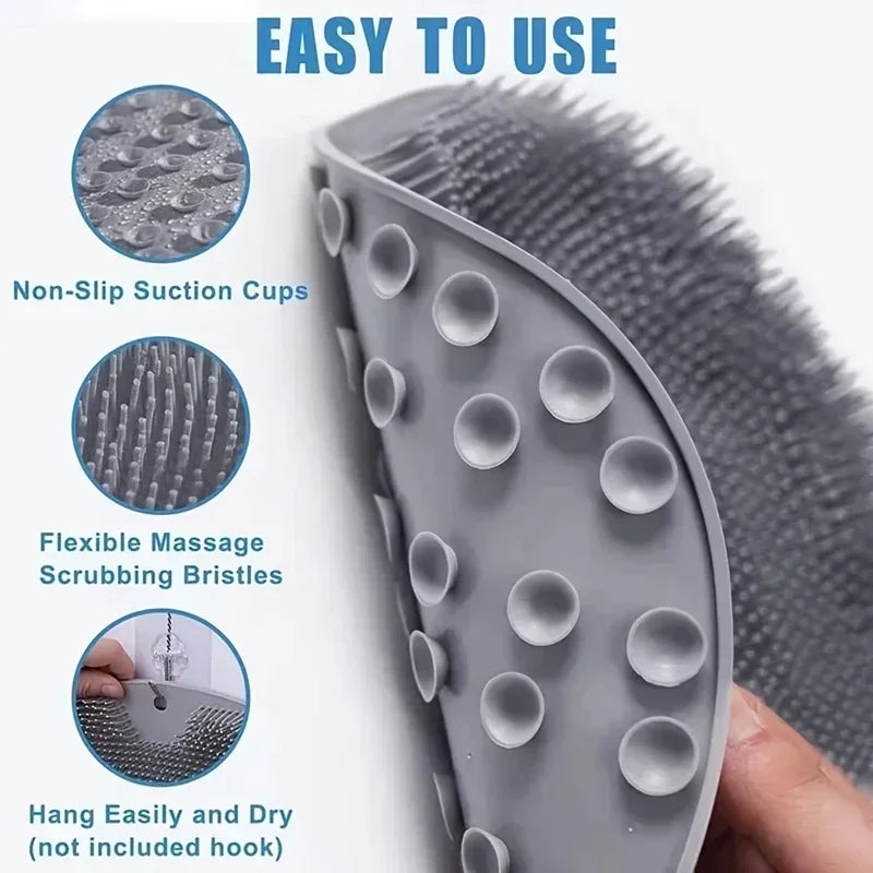 Wash the Foot Brush Body Cleanser Silicone Sponge Bath Massage Mat Shower Back Brush Wall Mounted Foot Wash Mat with Suction Cup