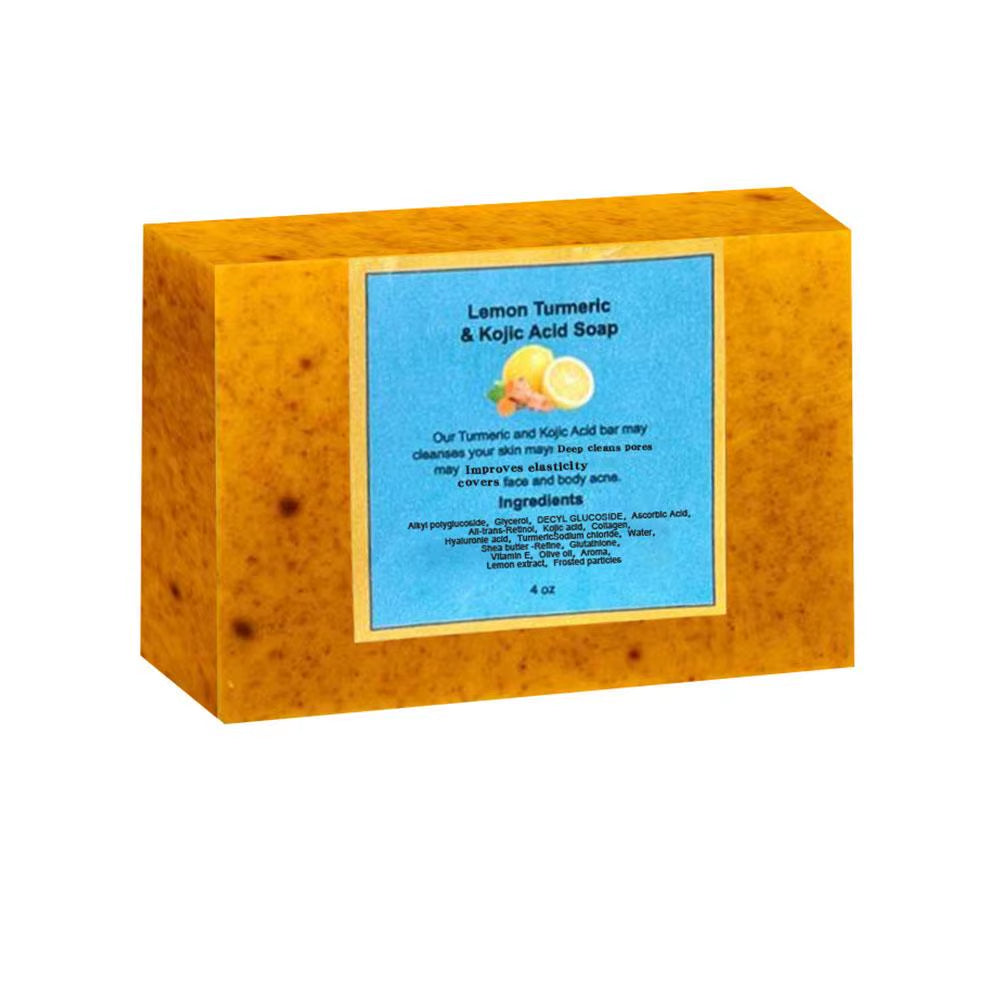 Revitalize Your Skin with 100G Turmeric Handmade Soap - Brightening Lemon Kojic Acid Shower & Facial Soap for Deep Cleansing and Flawless Skin Care